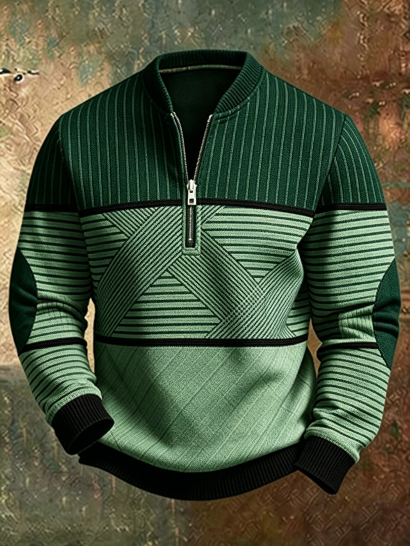 Falko - Maglione con mezza zip e motivo a blocchi