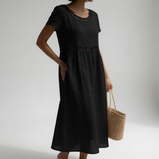 Margery - Abito midi in lino ricamato