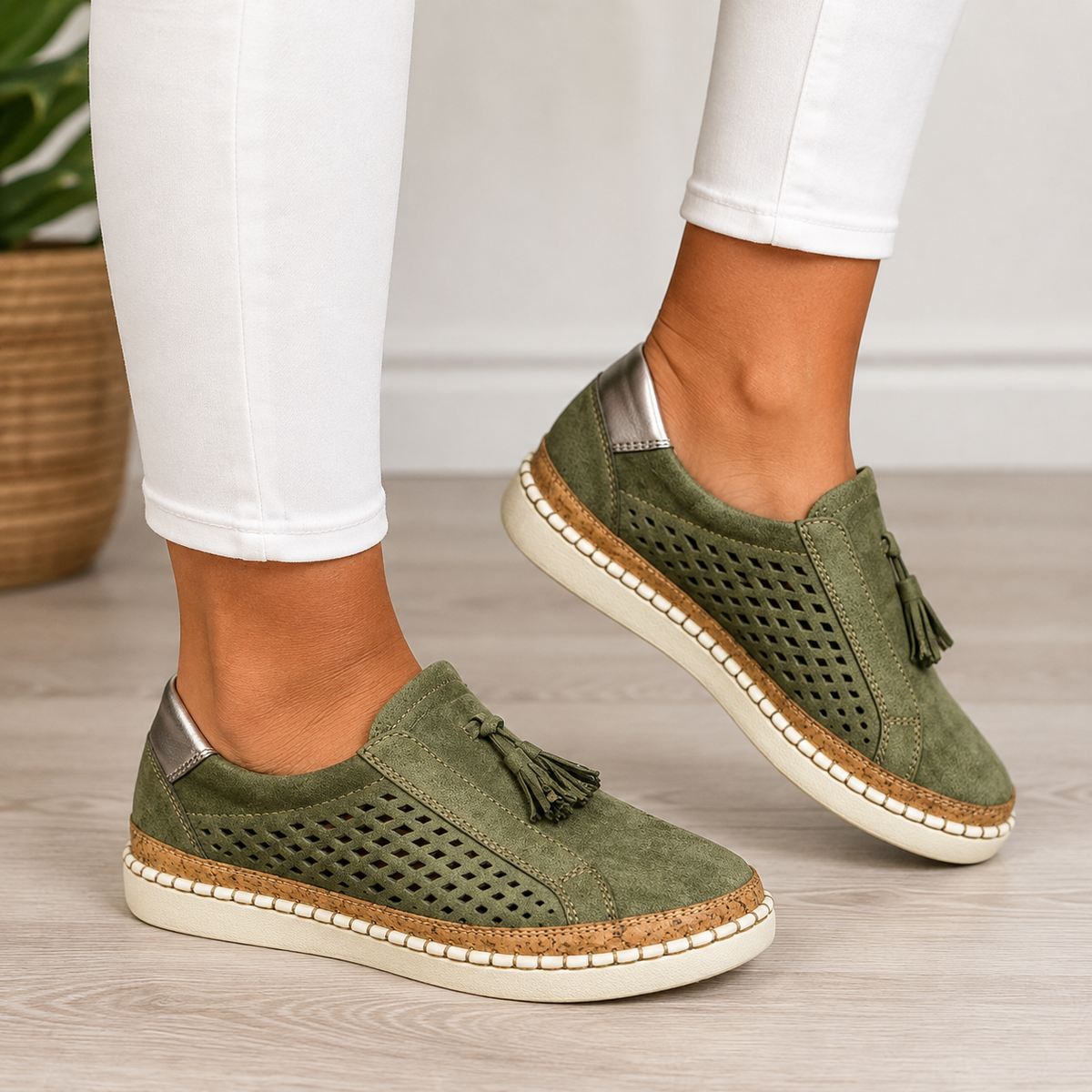 Christine - Mocassini in suede perforato