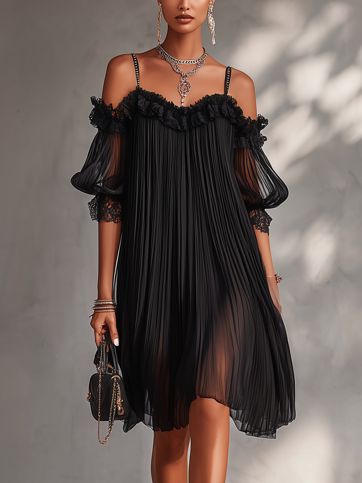 Vittoria - Abito Minigonna in Chiffon senza Spalline