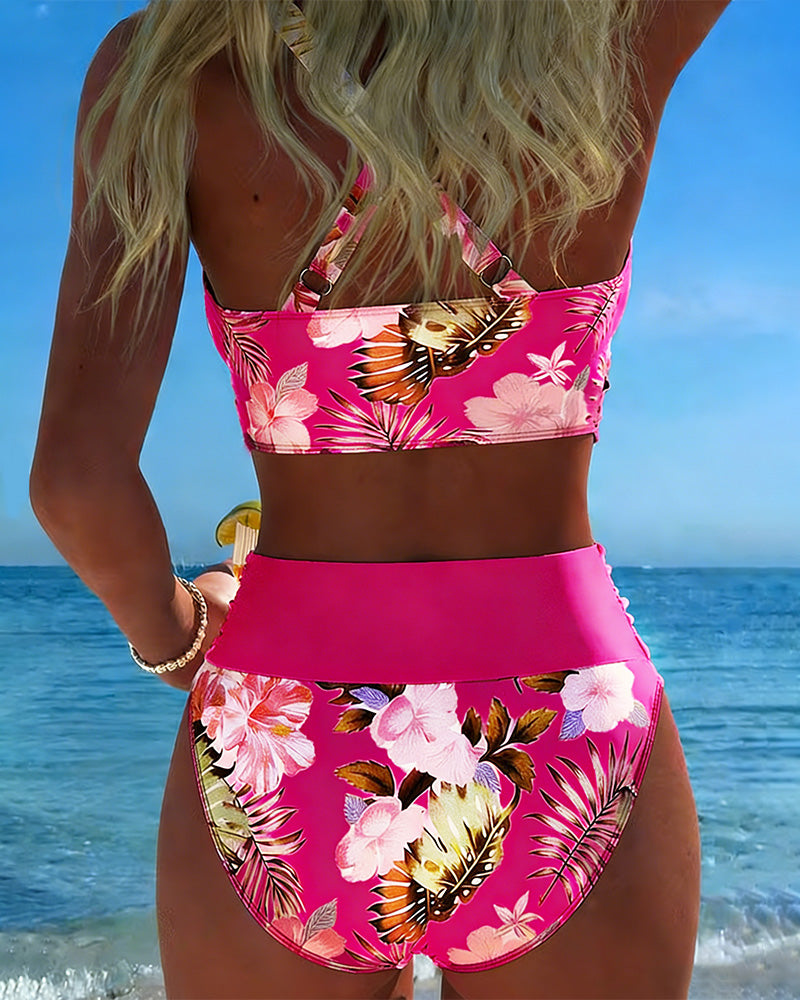 Tanisha - Set bikini floreale con alta sgambatura