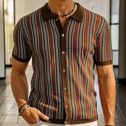 Dominick - Camicia Button-Down a Motivo A Zigzag