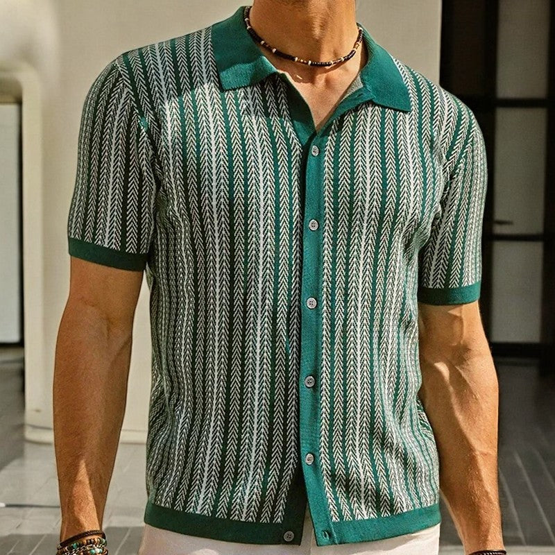 Dominick - Camicia Button-Down a Motivo A Zigzag