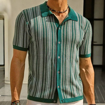 Dominick - Camicia Button-Down a Motivo A Zigzag