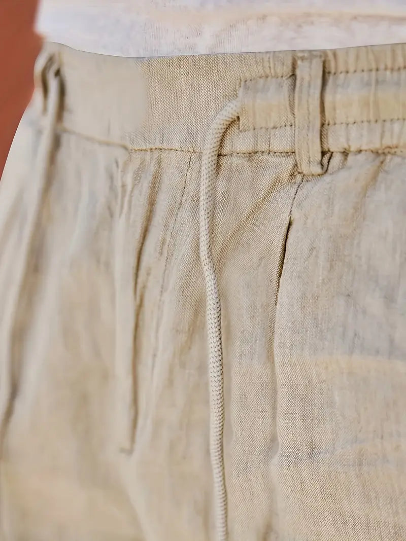 Avenor - Pantaloni in lino larghi con cordoncino