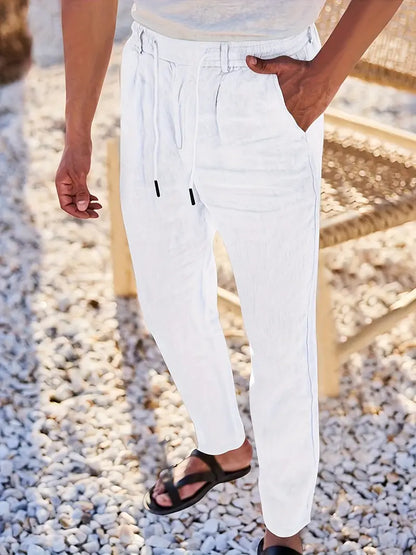 Avenor - Pantaloni in lino larghi con cordoncino