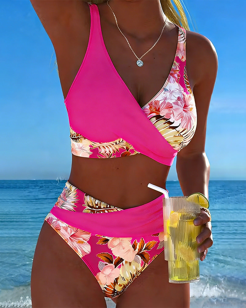 Tanisha - Set bikini floreale con alta sgambatura