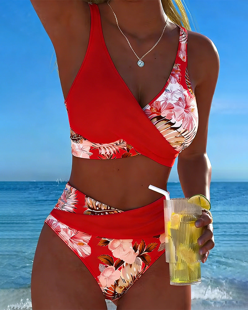 Tanisha - Set bikini floreale con alta sgambatura
