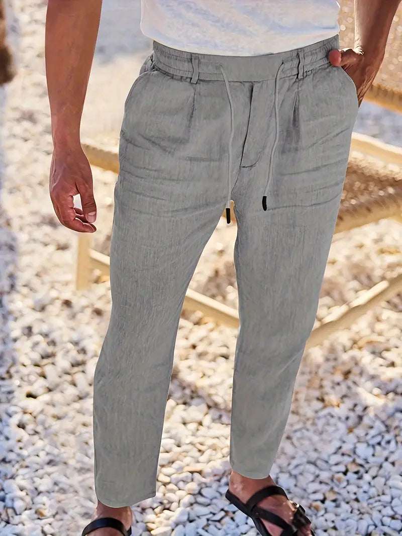 Avenor - Pantaloni in lino larghi con cordoncino