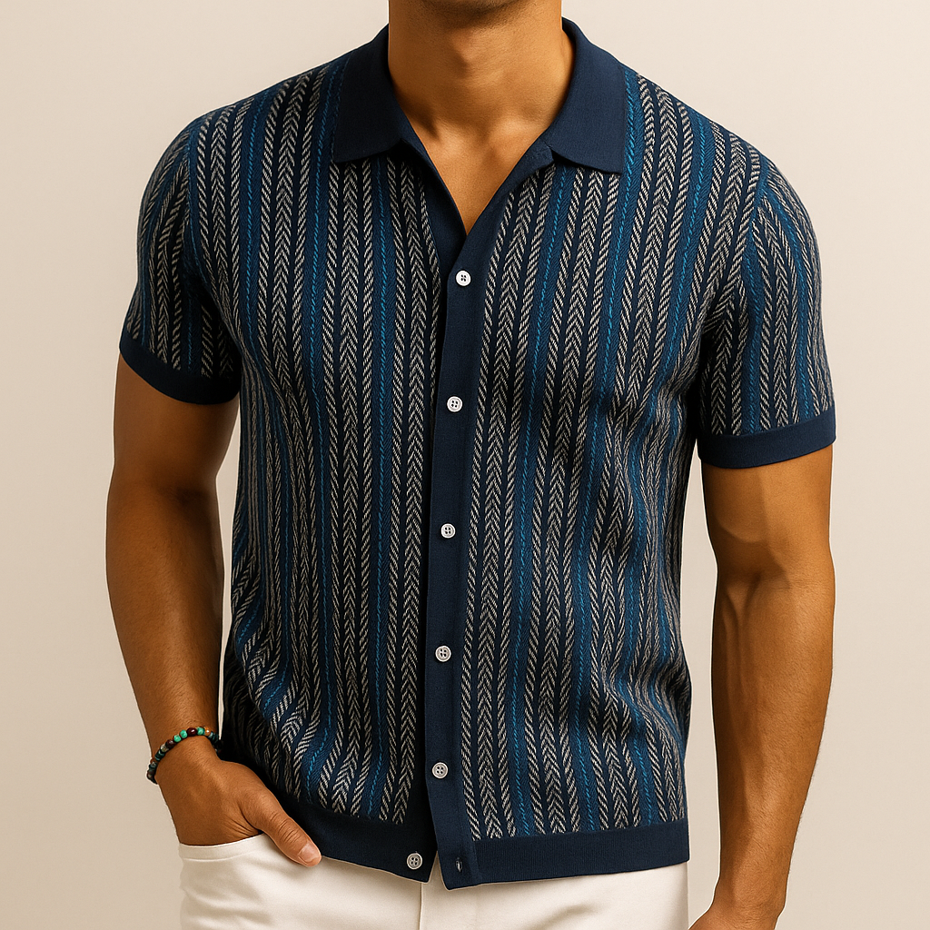 Dominick - Camicia Button-Down a Motivo A Zigzag
