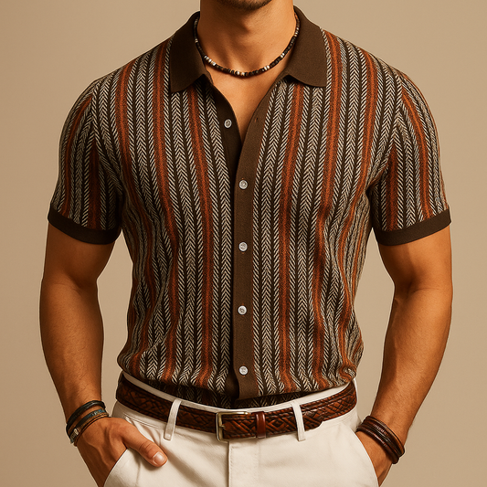 Dominick - Camicia Button-Down a Motivo A Zigzag