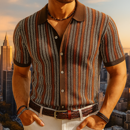 Dominick - Camicia Button-Down a Motivo A Zigzag