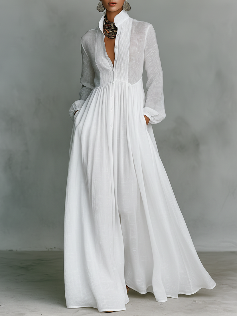 Lakisha - Abito Maxidress Patchwork con Collo Alto