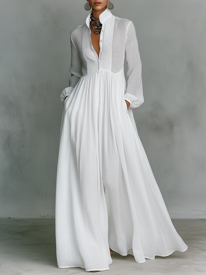 Lakisha - Abito Maxidress Patchwork con Collo Alto