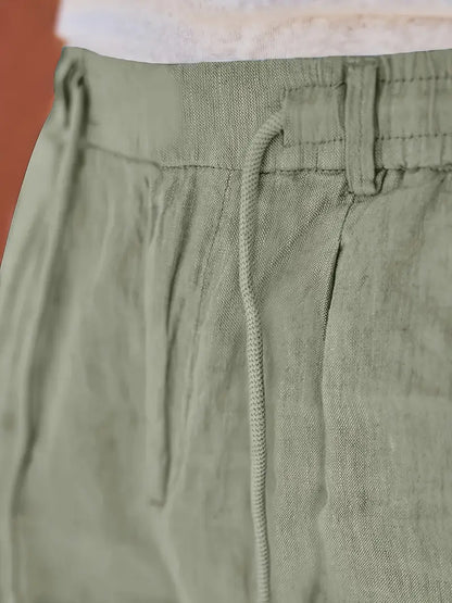 Avenor - Pantaloni in lino larghi con cordoncino