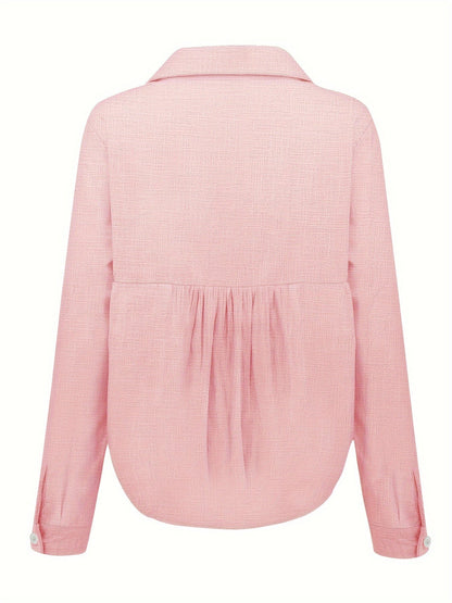 Elowen - Blusa a maniche lunghe con revers e frange