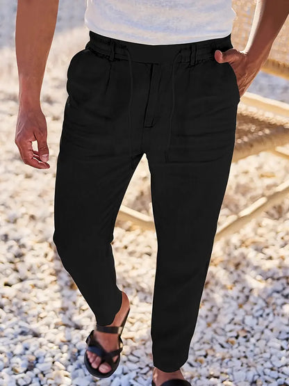 Avenor - Pantaloni in lino larghi con cordoncino