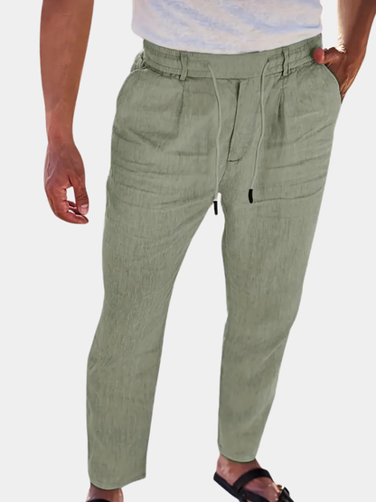 Avenor - Pantaloni in lino larghi con cordoncino