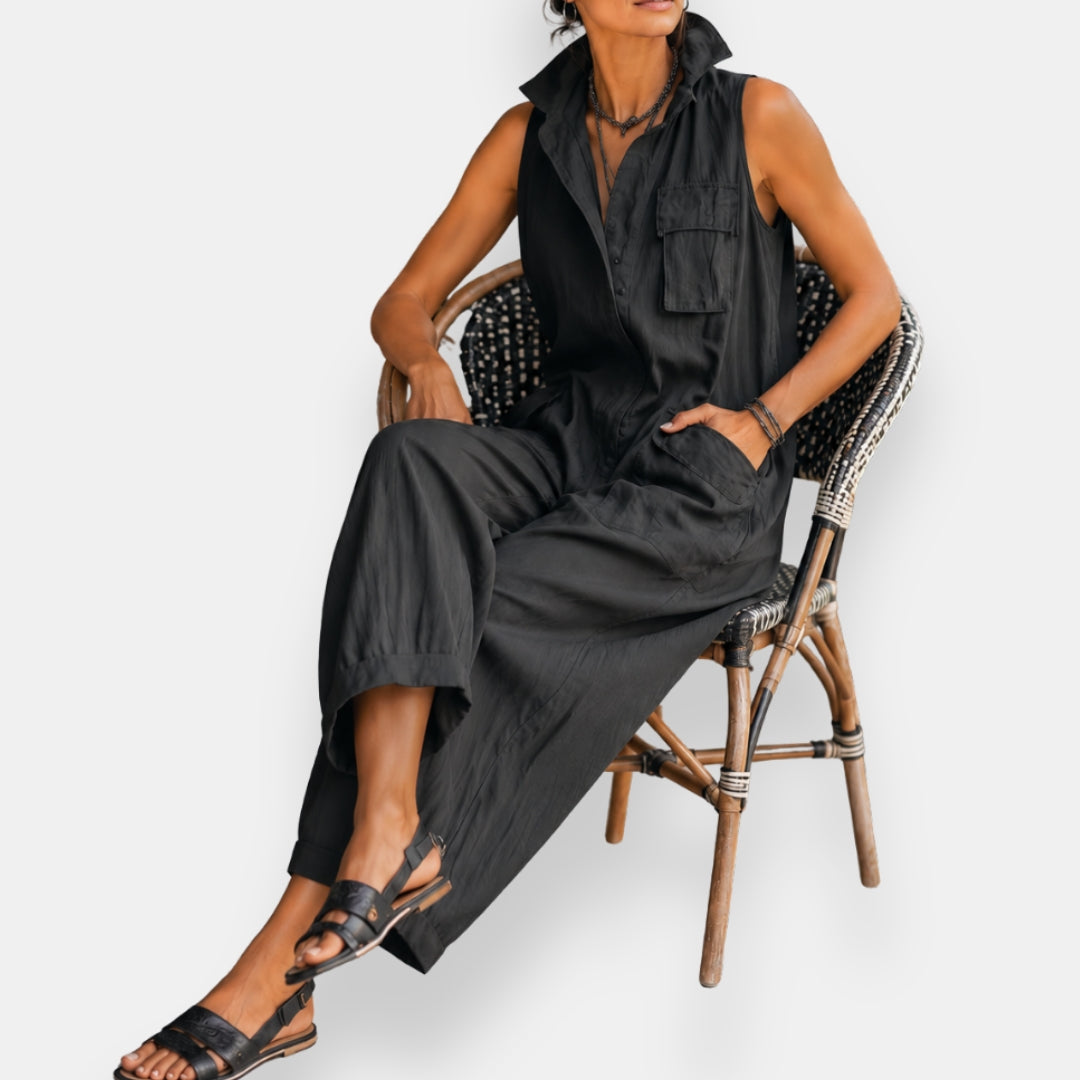 Arvella - Jumpsuit senza maniche con colletto alto