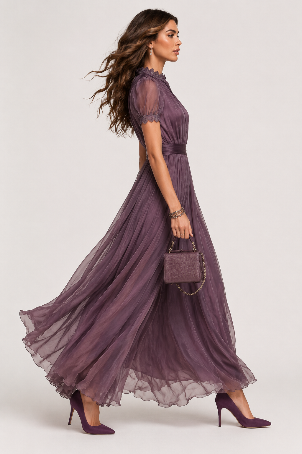 Livara - Abito Maxy in Chiffon Viola