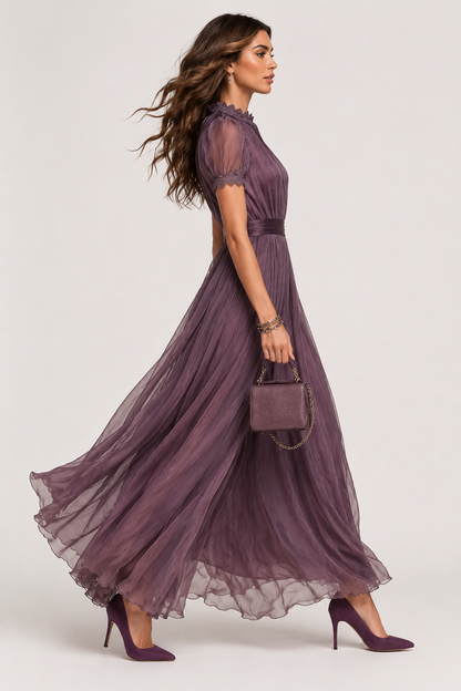 Livara - Abito Maxy in Chiffon Viola