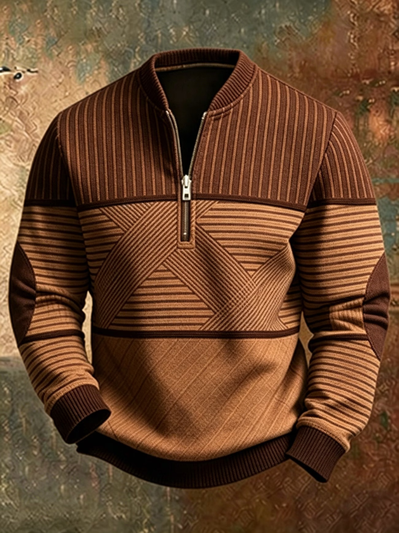 Falko - Maglione con mezza zip e motivo a blocchi