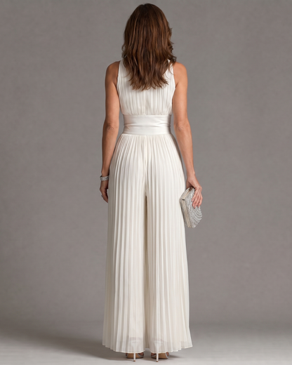 Kelley - Tuta Halterneck Pieghettata con Gamba Larga