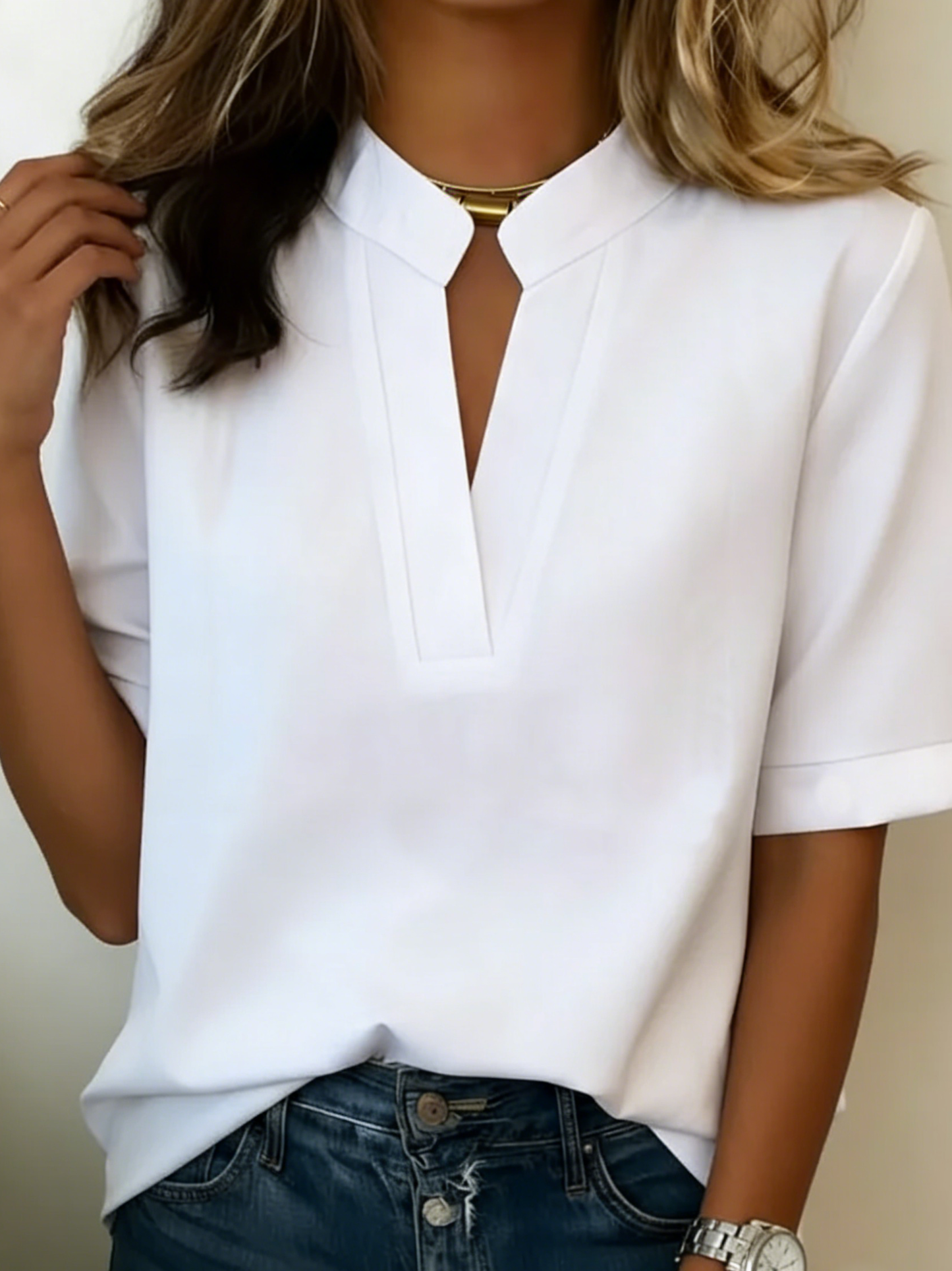 Margaux - Blusa in Crêpe a Maniche Corte
