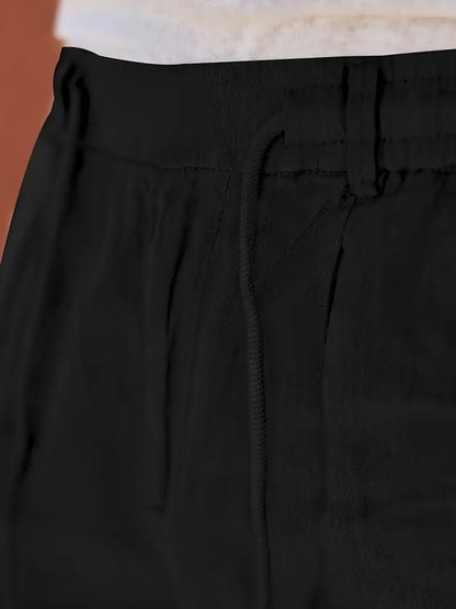 Avenor - Pantaloni in lino larghi con cordoncino