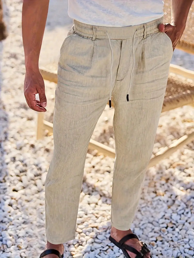Avenor - Pantaloni in lino larghi con cordoncino