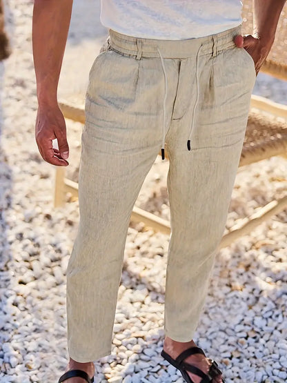 Avenor - Pantaloni in lino larghi con cordoncino