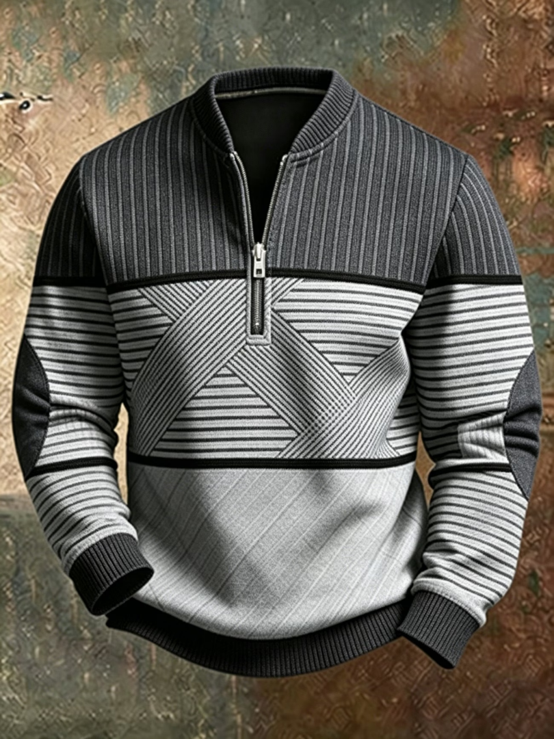Falko - Maglione con mezza zip e motivo a blocchi