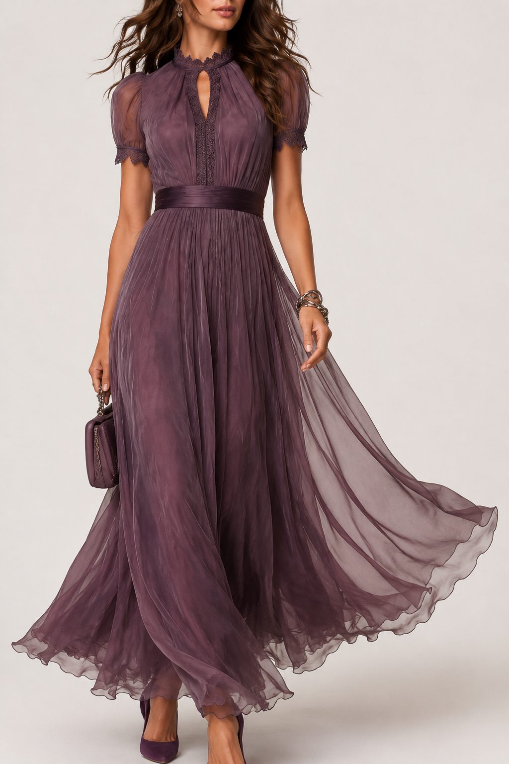 Livara - Abito Maxy in Chiffon Viola