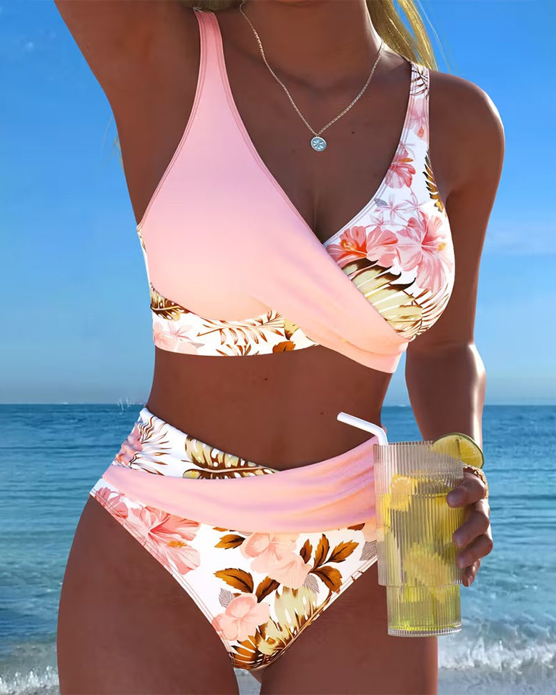 Tanisha - Set bikini floreale con alta sgambatura