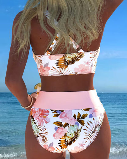 Tanisha - Set bikini floreale con alta sgambatura