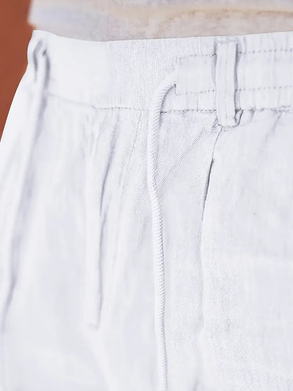 Avenor - Pantaloni in lino larghi con cordoncino