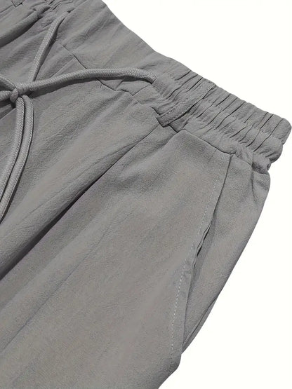 Avenor - Pantaloni in lino larghi con cordoncino