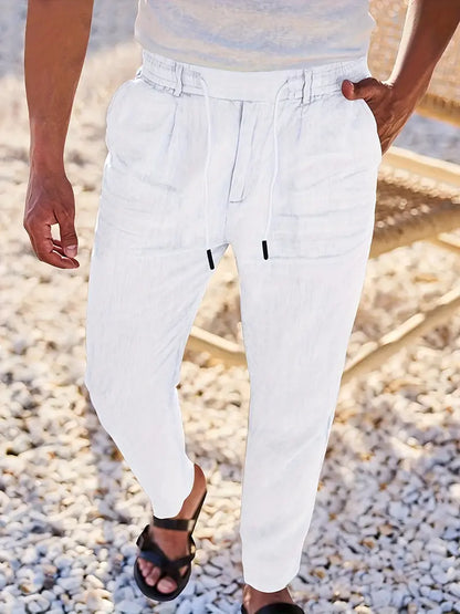 Avenor - Pantaloni in lino larghi con cordoncino
