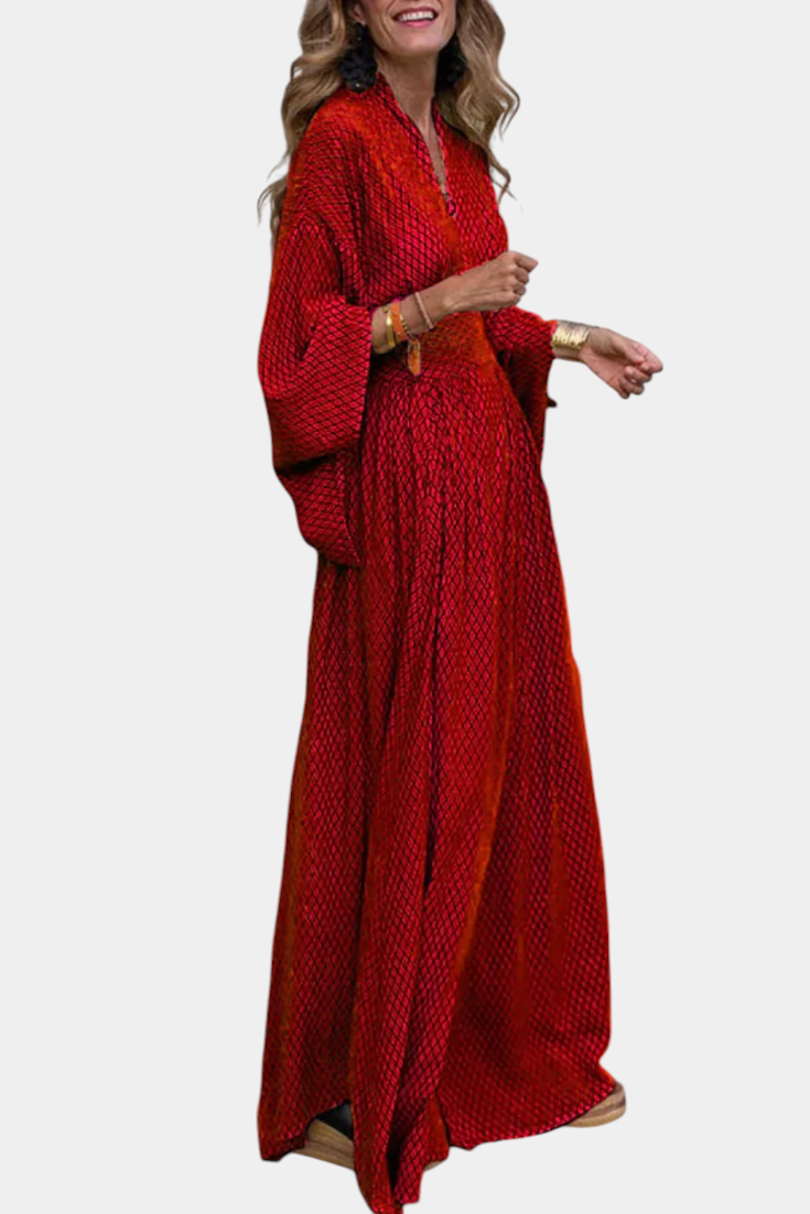 Avenna - Abito Maxy con Scollatura Geometrica a V