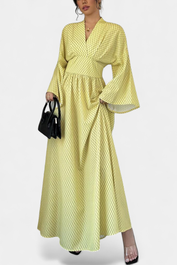 Avenna - Abito Maxy con Scollatura Geometrica a V