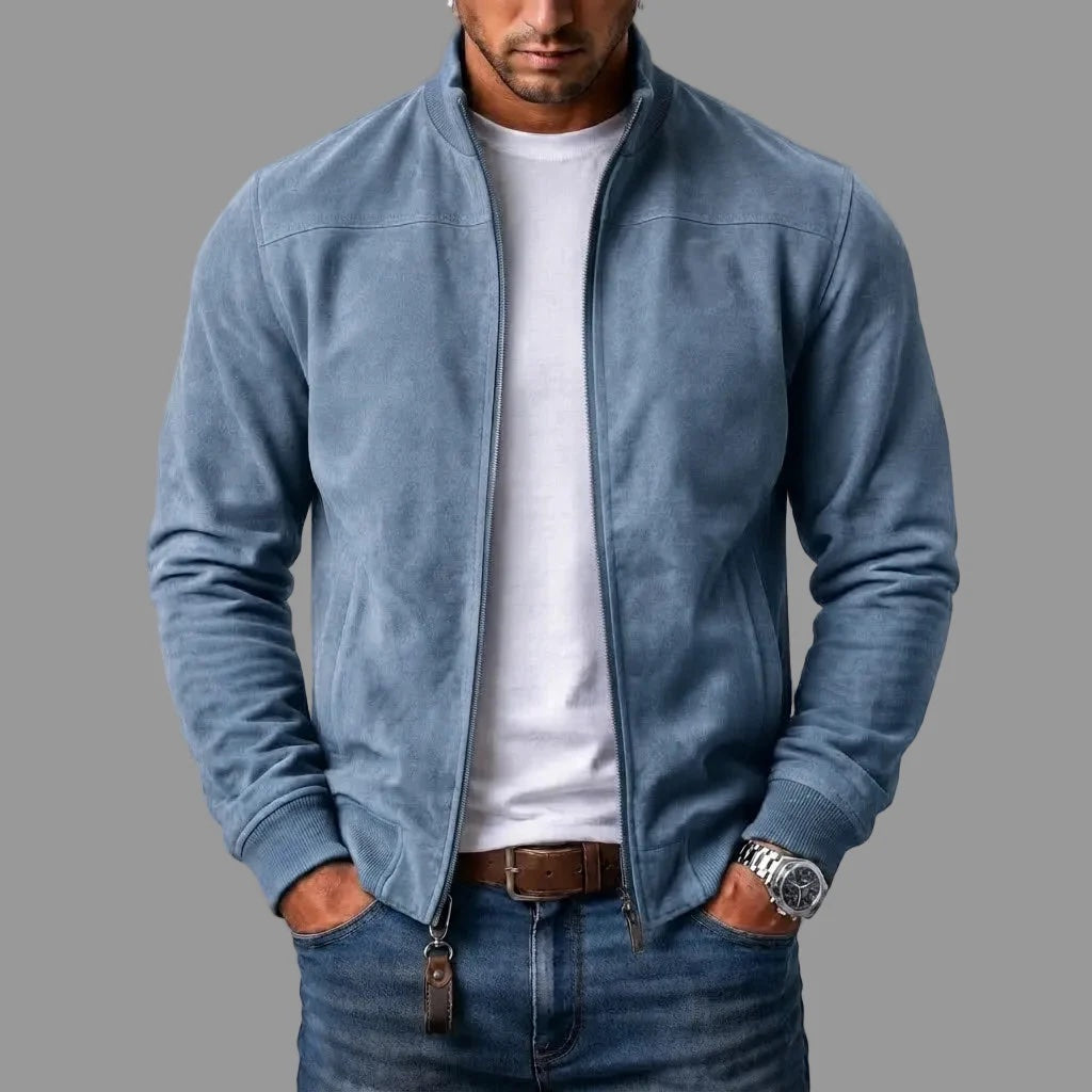 Fredric - Giacca bomber in suede con polsini a costine