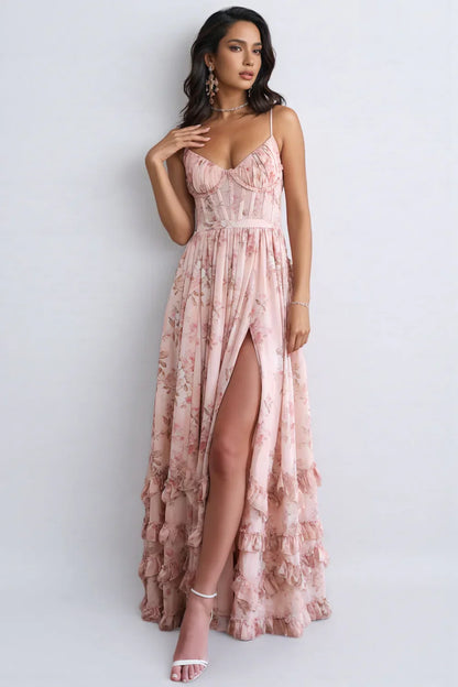 Lunara - Abito Boho con Rouches e Spacco
