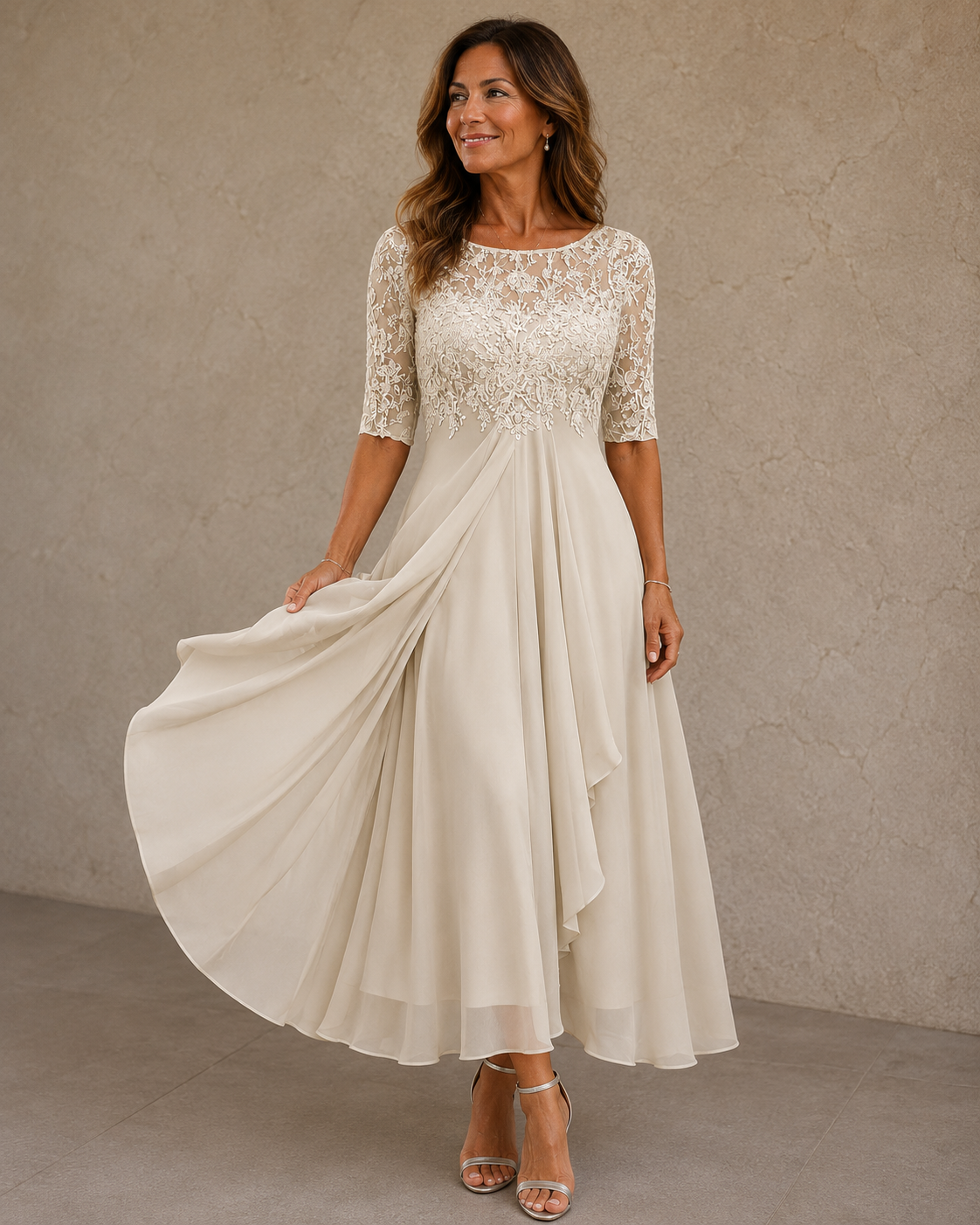 Annmarie - Abito da sera con pizzo e chiffon
