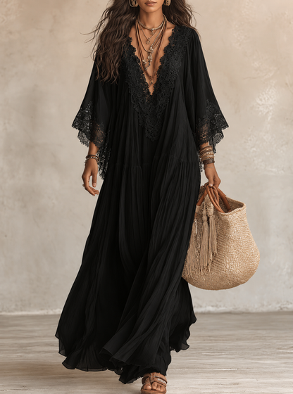 Rosalyn - Abito Maxiblu in Chiffon Color Crema