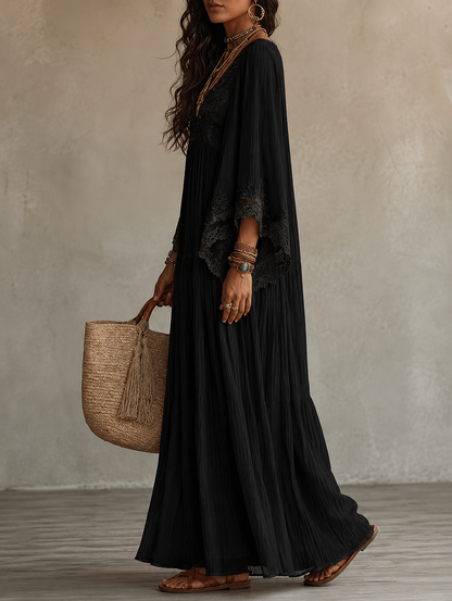 Ondina - Maxidress in Chiffon con Pizzo