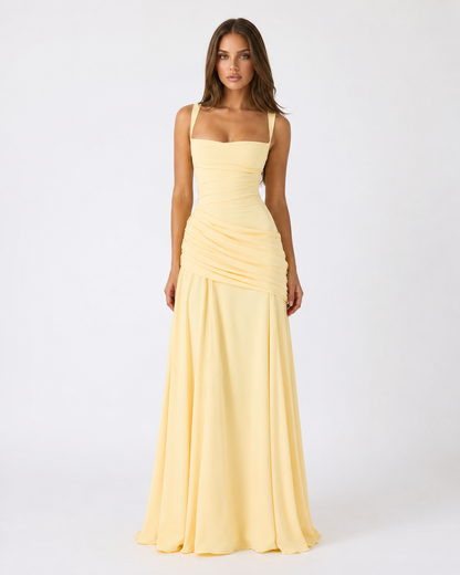 Lenara - Abito maxi drappeggiato con schiena con lacci