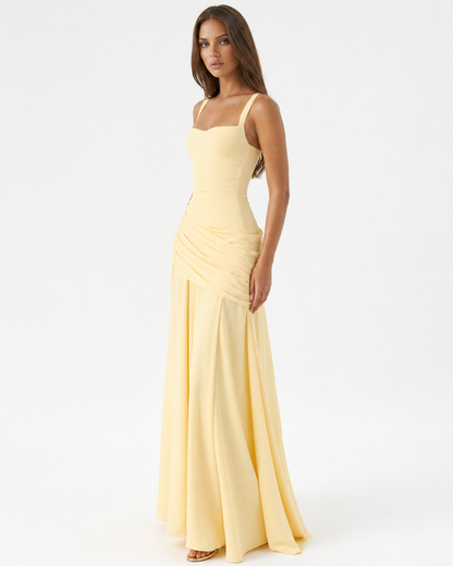 Lenara - Abito maxi drappeggiato con schiena con lacci
