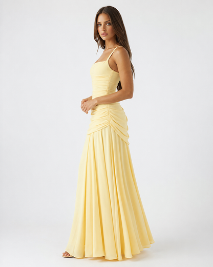 Lenara - Abito maxi drappeggiato con schiena con lacci