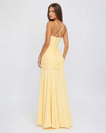 Lenara - Abito maxi drappeggiato con schiena con lacci