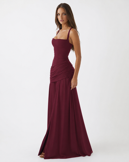 Lenara - Abito maxi drappeggiato con schiena con lacci